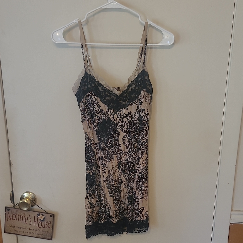 Dolled Up Black and Cream Lace Chemise